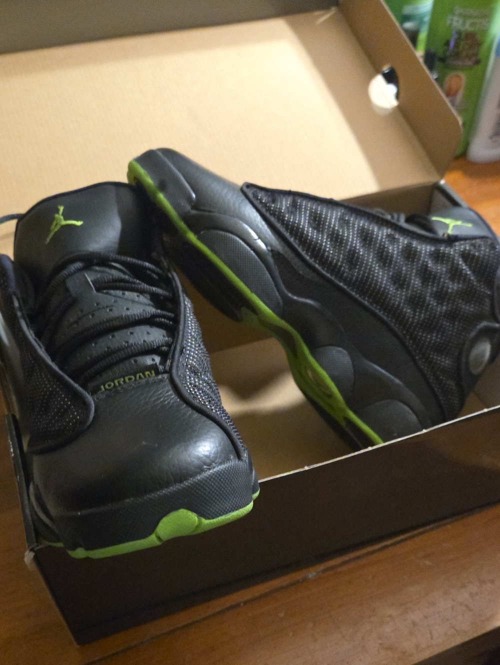 Jordan GS Black and Green Basketball Sneakers